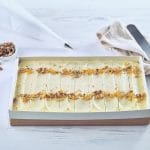 Orange and walnut carrot cake in a tray