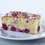 Slice of Raspberry and Lemon Cake, view from the side