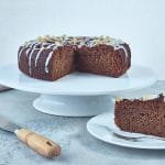 Ginger Cake, sliced and on a cake stand