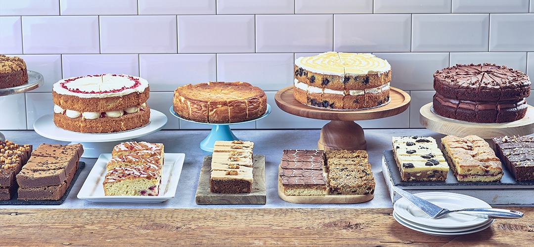 Wholesale cakes, shown in a cafe