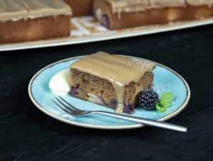 Caramel Apple and Blackberry Pudding - Individual portion hot with cream