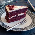 Raspberry Red Velvet Cake (Vegan) - Lifestyle Single Slice