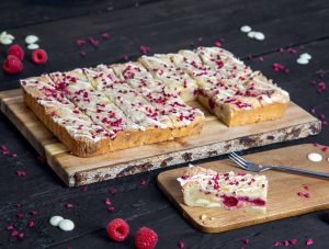 Raspberry & White Chocolate Blondie - Lifestyle Shot